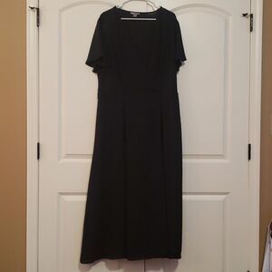 Love X Design Womens Flutter Sleeve Faux Wrap Black Maxi Dress Size 2x NWOT